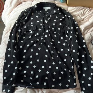 Black and white polka dot blouse